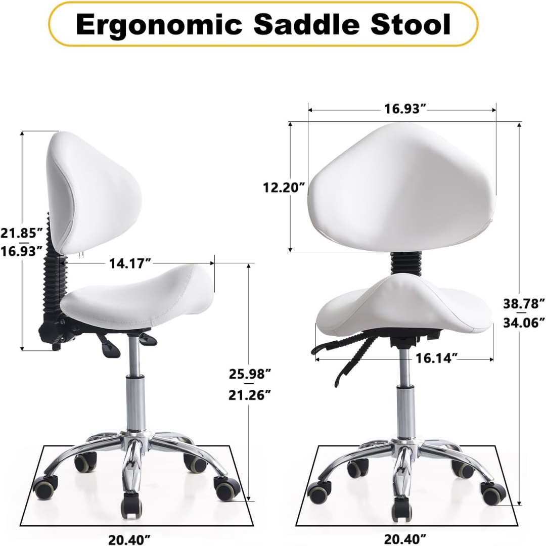 등받이가 있는 롤링 안장 의자, 네일 기술자, 치과,  - Office Tech Chair 리뷰 및 가격