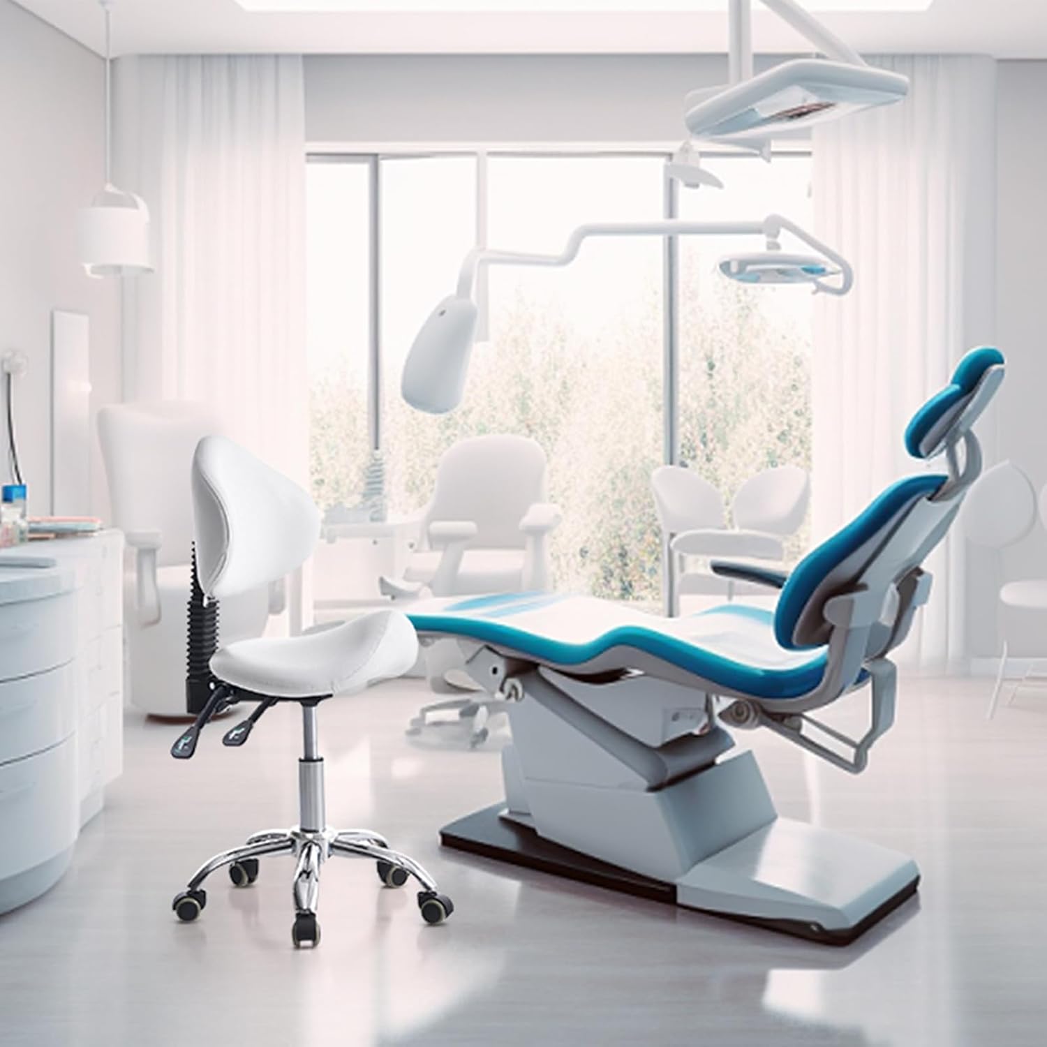 등받이가 있는 롤링 안장 의자, 네일 기술자, 치과,  - Office Tech Chair 리뷰 및 가격