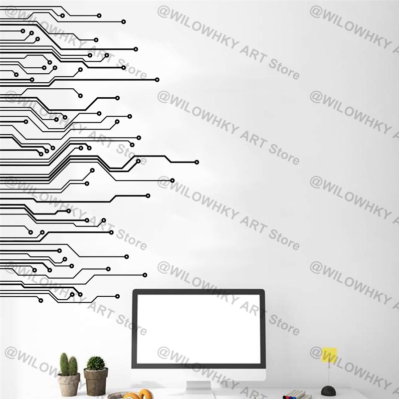 서킷 보드 과학 놀이방 기술 비닐 벽 아트 데칼, 학교 - Office Hi Tech 리뷰 및 가격