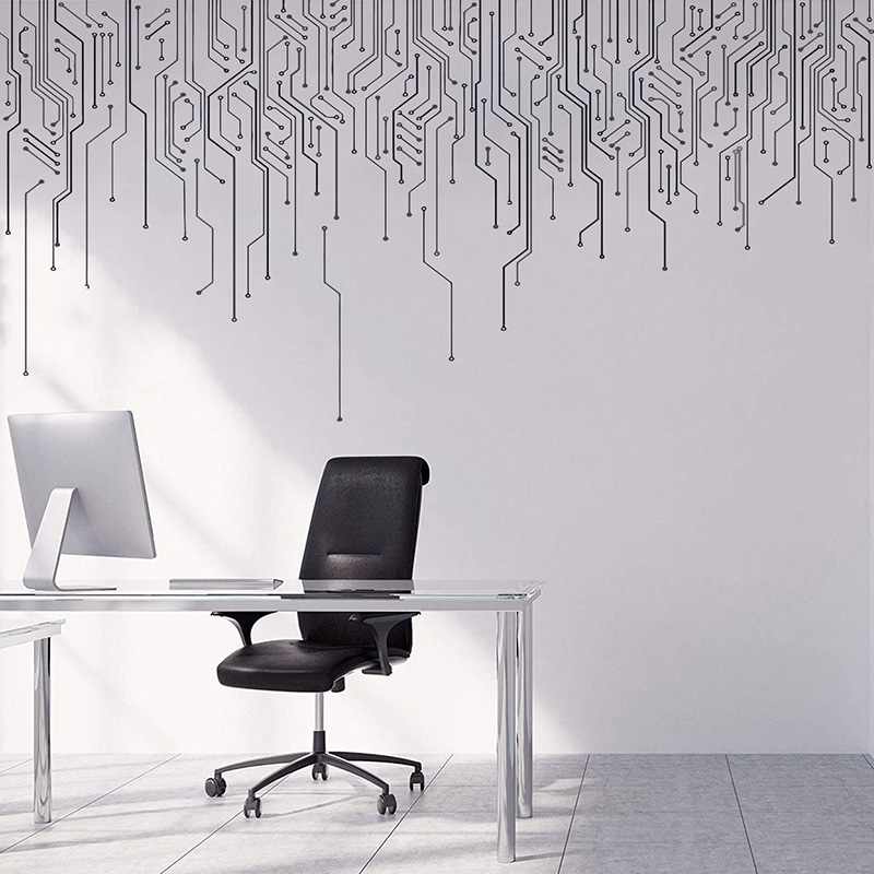 컴퓨터 IT 장식, 회로 기판 벽 데칼, 기술 비닐 벽 - Office Hi Tech 리뷰 및 가격